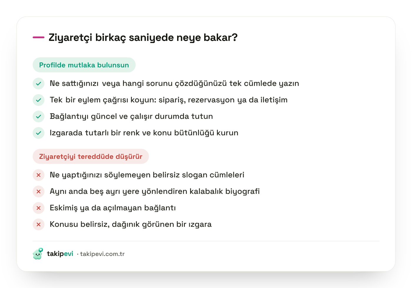 Instagram işletme hesabı profil kontrol listesi: net iş tanımı, tek eylem çağrısı, çalışan bağlantı ve tutarlı ızgara