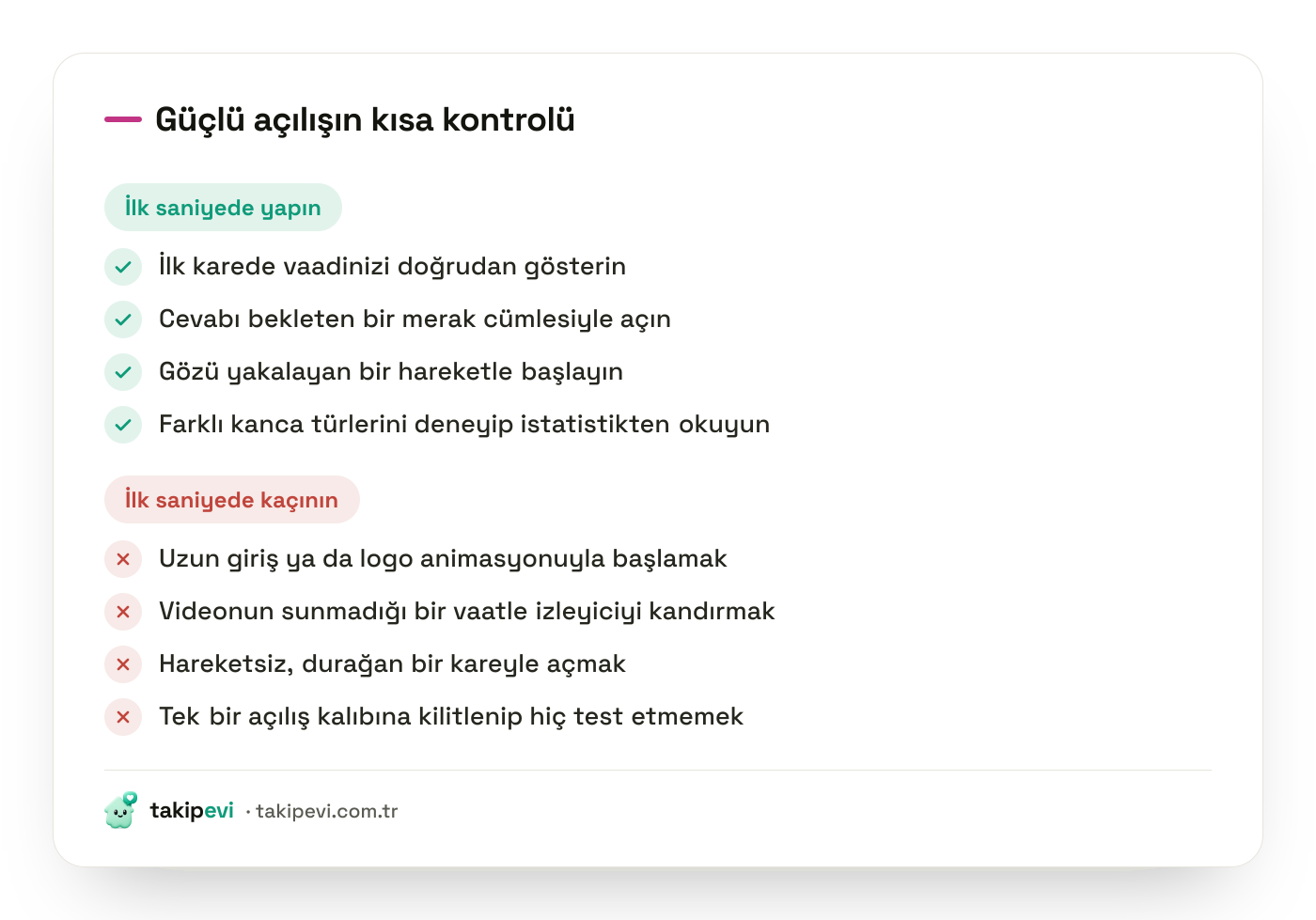 Reels ilk saniye kancası kontrol listesi: izleyiciyi tutan açılış yaklaşımları ve videoyu daha başında kaybettiren hatalar