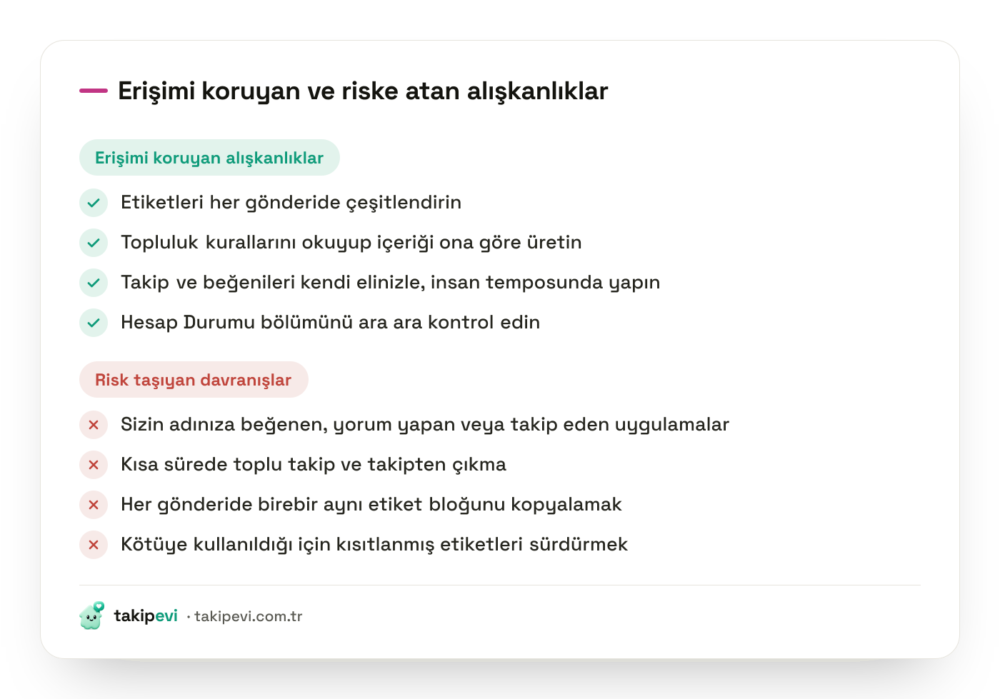 Instagram erişim kısıtlamasından korunma listesi: etiket çeşitliliği, insan temposunda etkileşim ve otomasyon araçlarından kaçınma
